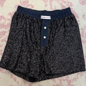 Hand Over Black Sequin Women's Athletic Shorts